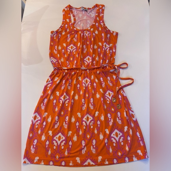 Mud Pie Dresses & Skirts - Mud Pie Orange and Pink Scoop neck tank geometric Dress .Women’s Medium
